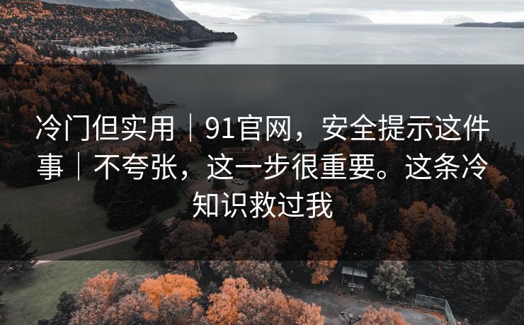 冷门但实用｜91官网，安全提示这件事｜不夸张，这一步很重要。这条冷知识救过我