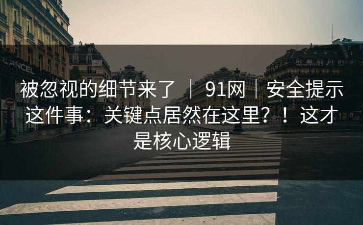 被忽视的细节来了 ｜ 91网｜安全提示这件事：关键点居然在这里？！这才是核心逻辑