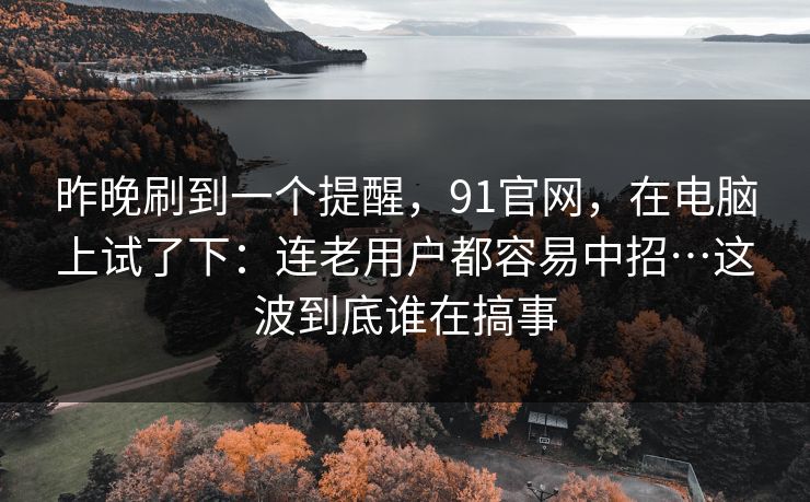 昨晚刷到一个提醒,91官网,在电脑上试了下:连老用户都容易中招…这波到底谁在搞事 昨晚刷到一个提醒,91官网,在电脑上试了下:连老用户都容易中招…这波到底谁在搞事